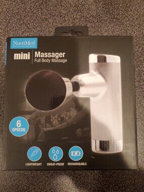 NuvoMed Mini Massager Full Body Silver Black Vibrating USB Rechargeable